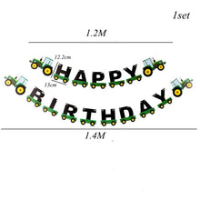 Load image into Gallery viewer, 1Set Farm Green Theme Happy Birthday Banner Balloons Tractor Construction Vehicle Birthday Party Decoration Balloon
