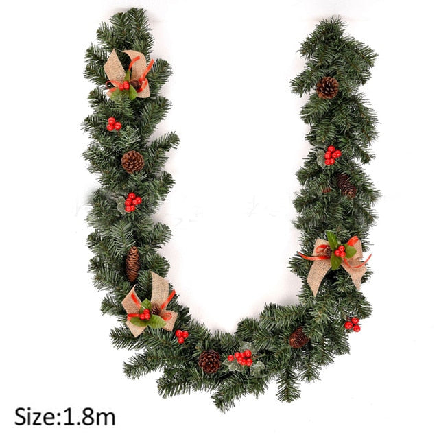 1.8M Artificial Christmas Fireplace Garland Wreath Fake Pine Tree Ornament Gold / Pink / Blue / Red New Year Party Ornaments