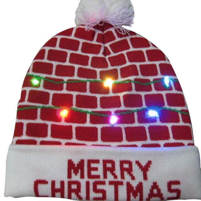 2020 19 Designs LED Christmas Hat  Sweater knitted Beanie Christmas Light Up Knitted Hat for Kid Adult For Christmas Party