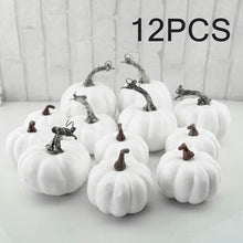 Load image into Gallery viewer, 6/12Pcs set Halloween White Artificial Pumpkins Harvest Fall Harvest  Thanksgiving Home Decor Photography Props
