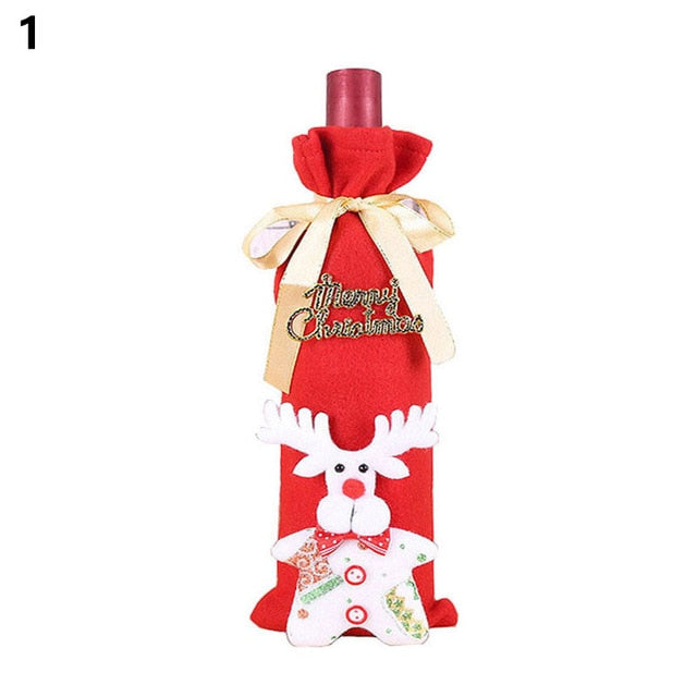 Noel 2021 Newest Christmas Wine Bottle Cover Santa Claus Xmas Christmas Decorations for Home Natal Dinner Decor New Year Gift